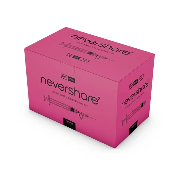 PINK 2ml Luer Lock Syringe 100pcs Nevershare